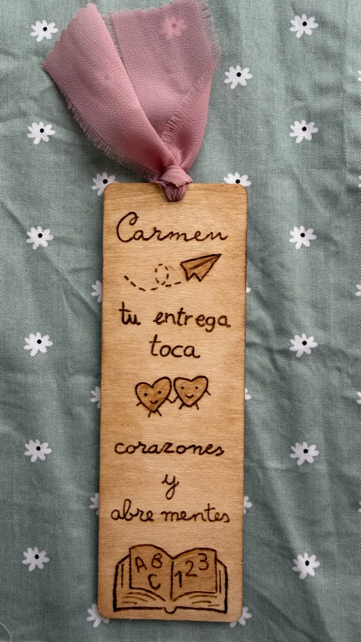 Marcapáginas personalizado para profesora