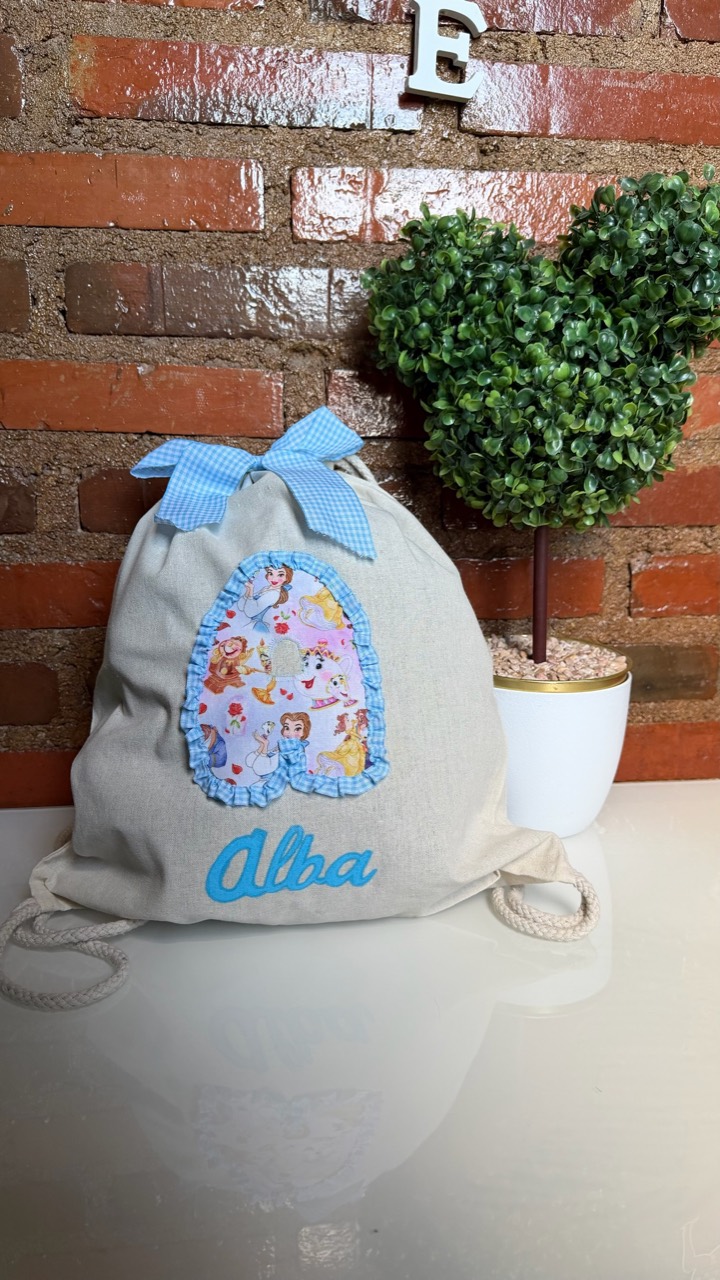 Mochila de tela personalizada en tonos azules